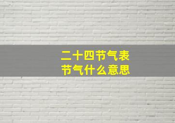 二十四节气表 节气什么意思